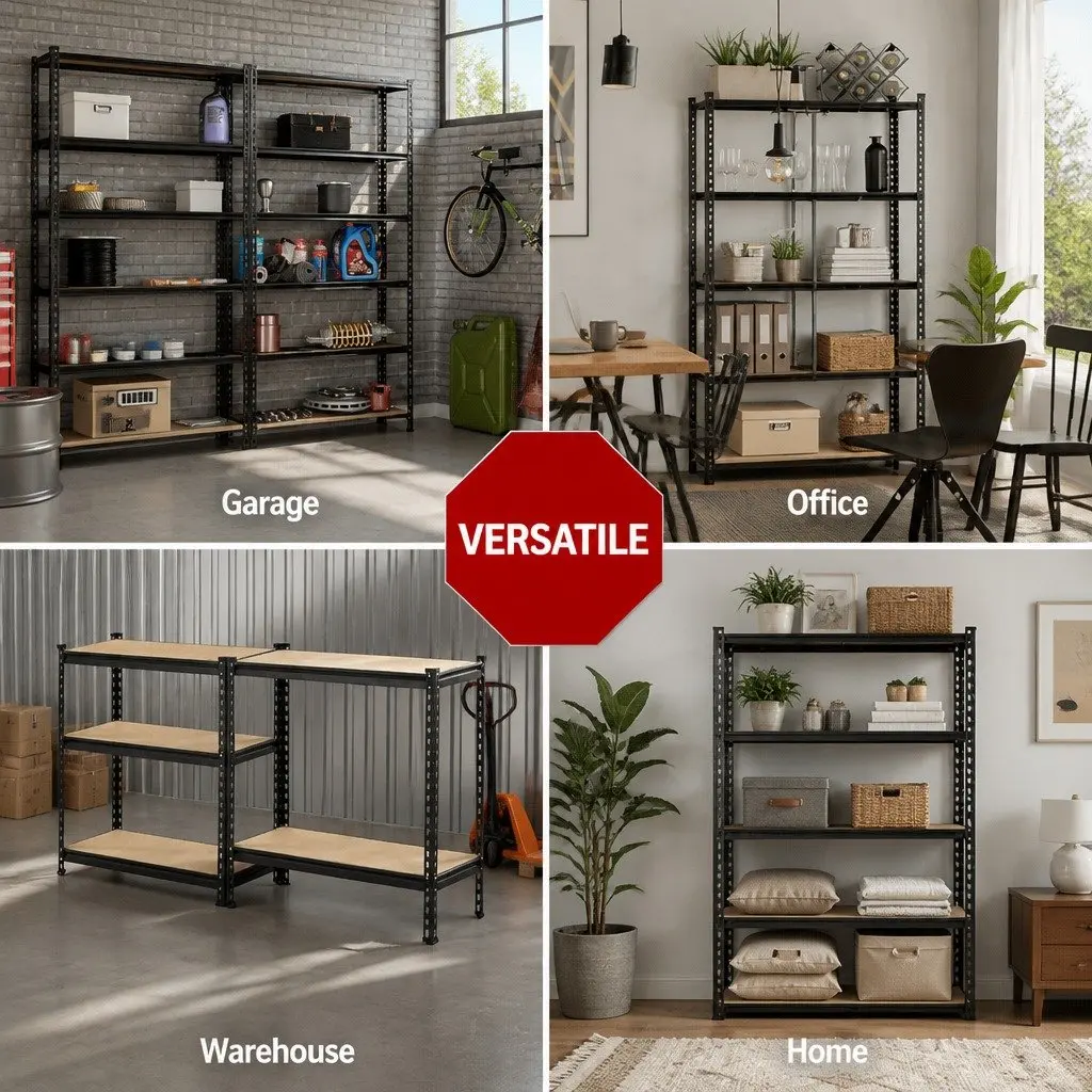 Garage Shelving Unit Adjustable Steel Storage Rack 90x40x180cm Matte Black