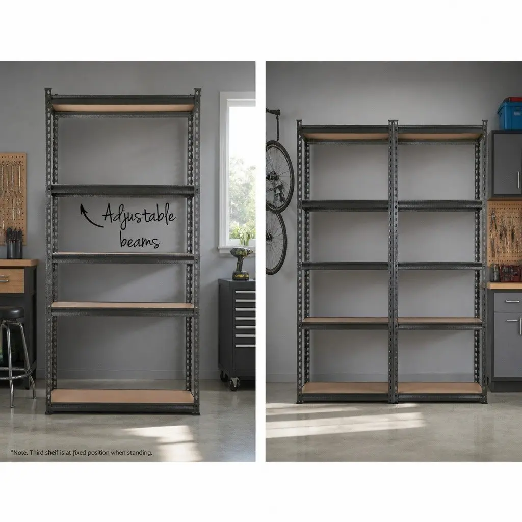 Heavy-Duty Garage Shelving Unit Adjustable Beams 90x40x180cm Matte Charcoal