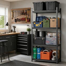 Steel Garage Shelving Unit 4-Tier Workshop Storage Rack 1.8x0.9m 800kg Capacity