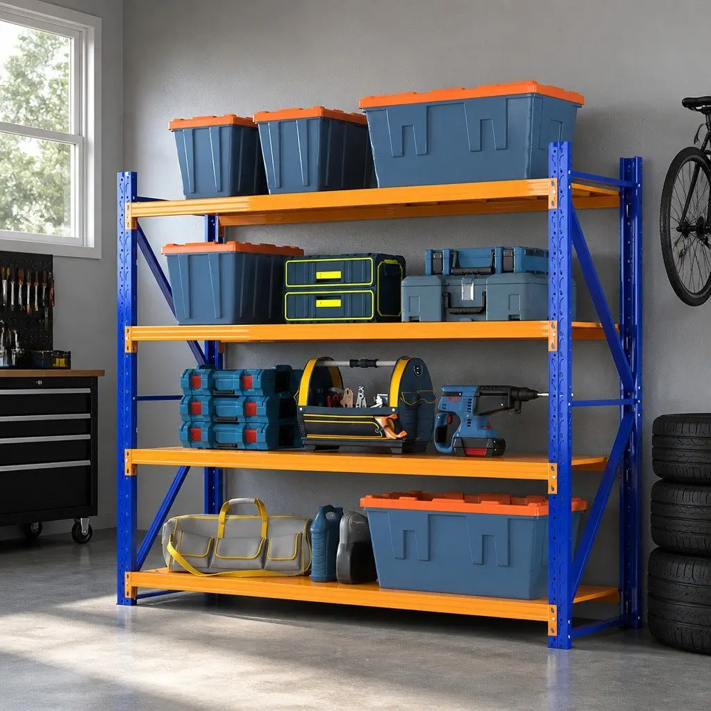 Warehouse Shelving Unit 2M x 1.8M Garage Storage Rack 4 Tier Adjustable Shelves