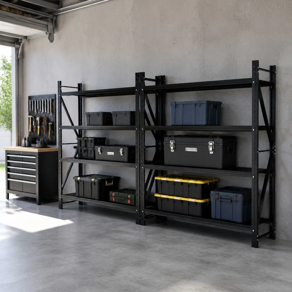Garage Shelving Unit 4M x 2.4M Warehouse Rack Black Heavy Duty Storage Shelves