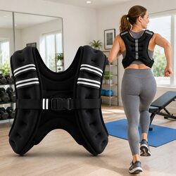 3kg Weighted Vest Running Gym Training Reflective Armband Pouch Black