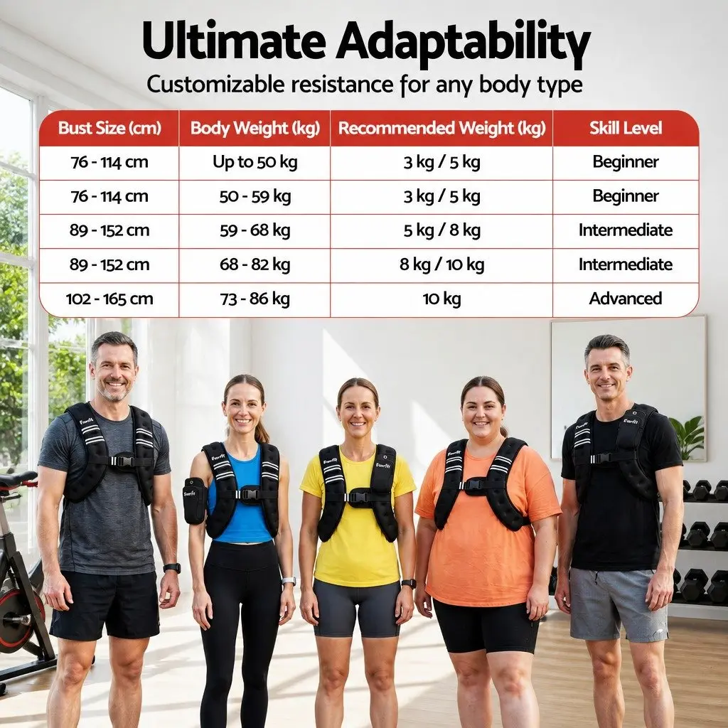 Weighted Vest 5kg Reflective Adjustable Black for Running Gym Training Exercise