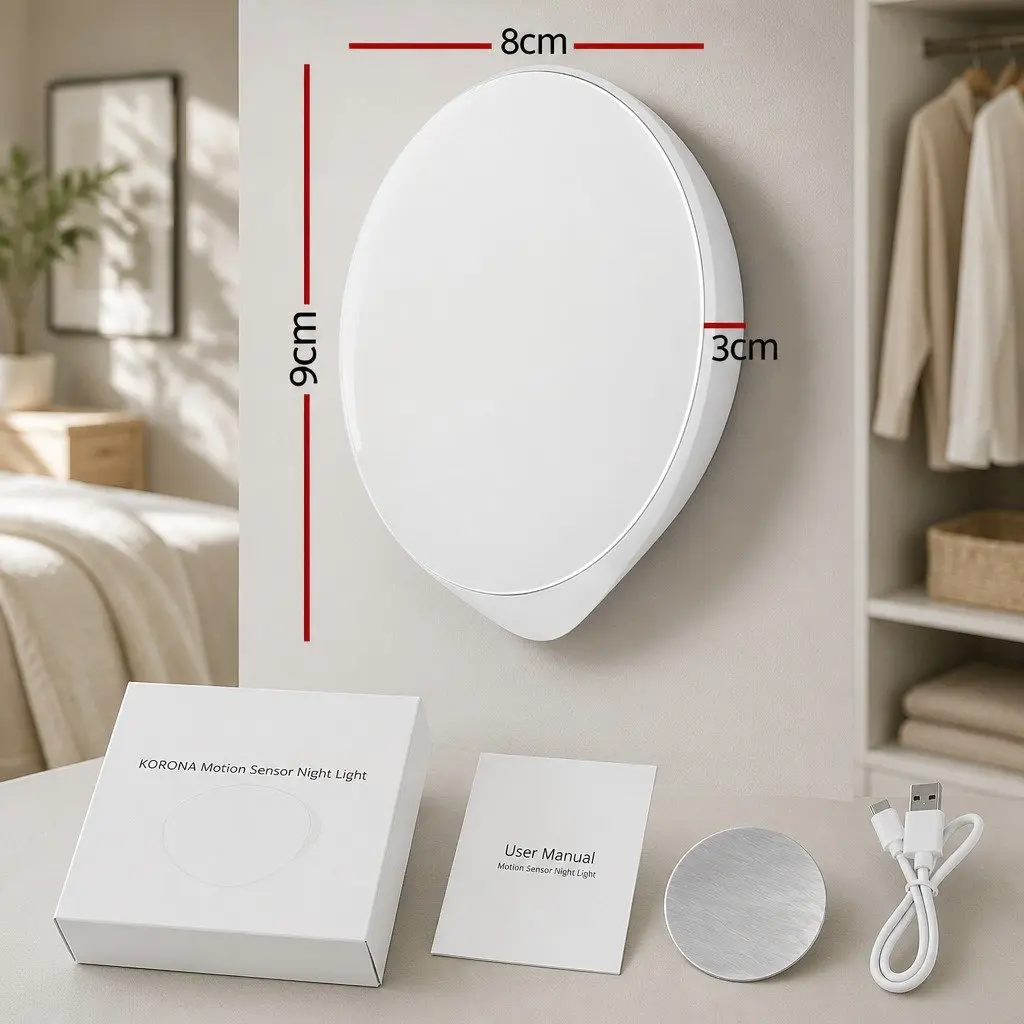 Motion Sensor Night Light Infrared Sensing USB-C Rechargeable Compact White