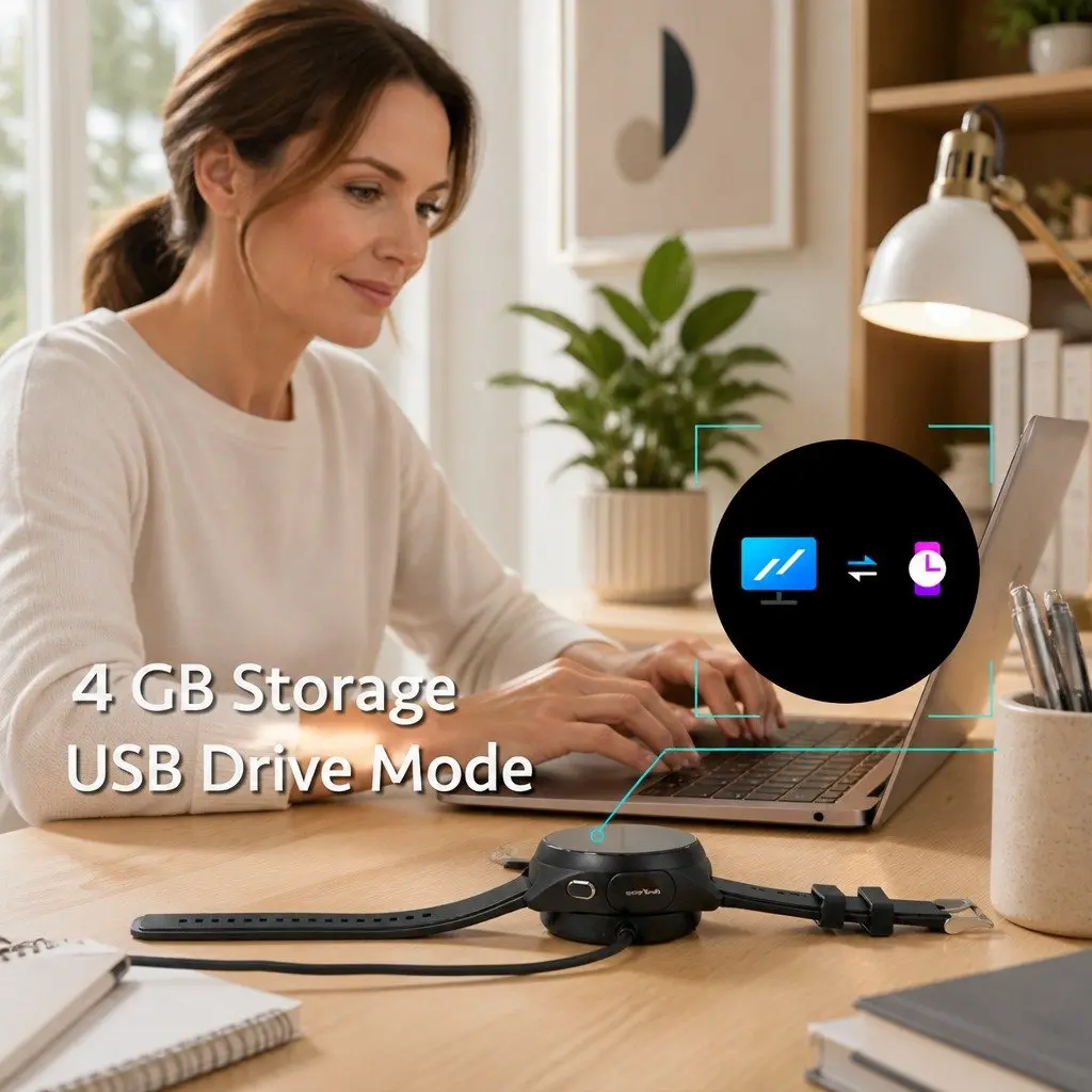 Watch with Pop-Up Earbuds 1.43 inch Round Display Black