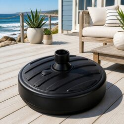Outdoor Umbrella Base Weight Round Plastic Pole Holder 35-38mm Black Beach