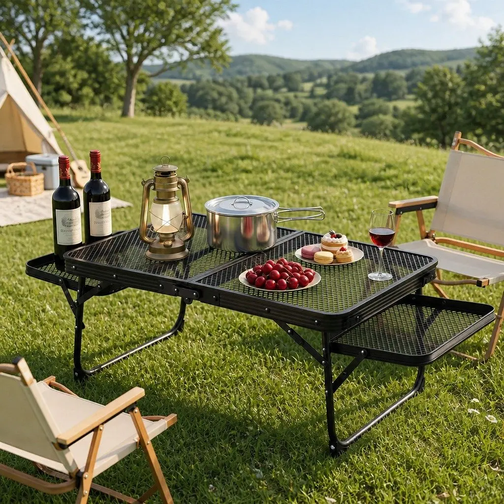 Camping Table Folding Outdoor Portable Mesh Cooking Desktop Lightweight