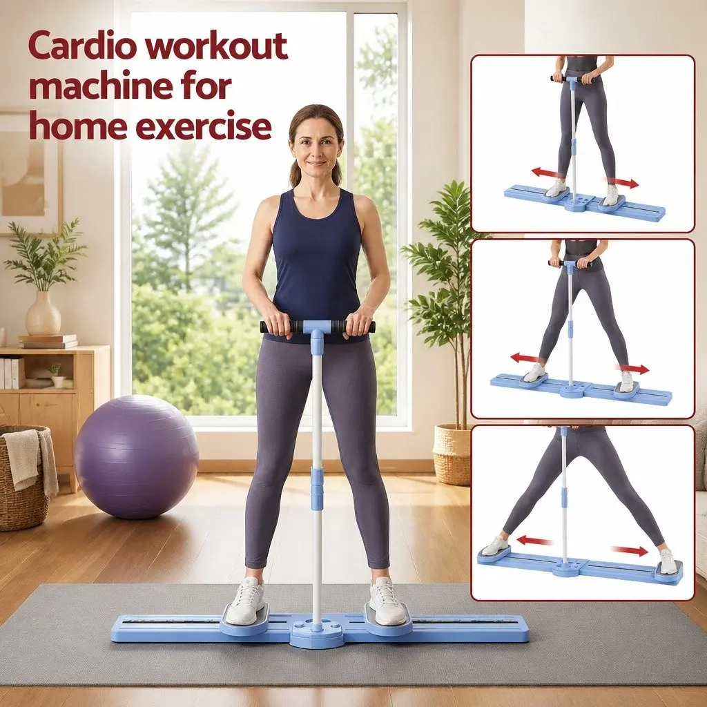 Thigh Hip Exerciser Foldable Ski Leg Trainer Machine Portable Purple