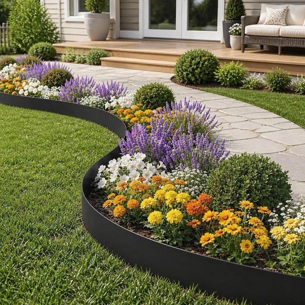 Garden Edging 33ft 30pcs Flexible Plastic Lawn Border Black Landscape Edging