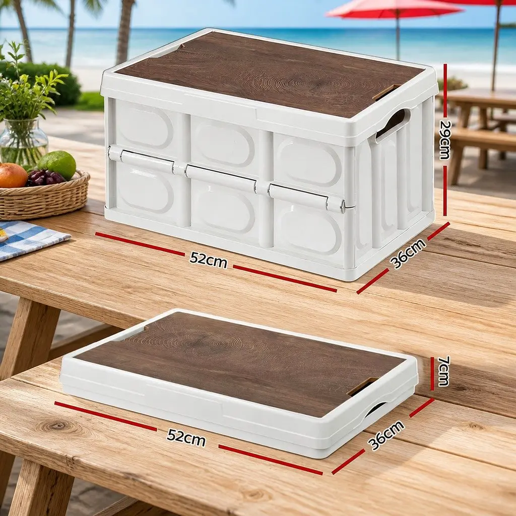 Collapsible Storage Box 50L Folding Outdoor Organizer White