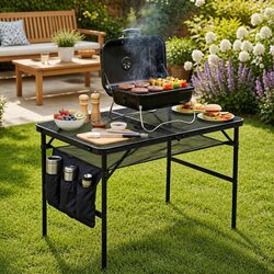 Portable Camping BBQ Table Foldable Lightweight Outdoor Grill Work Station