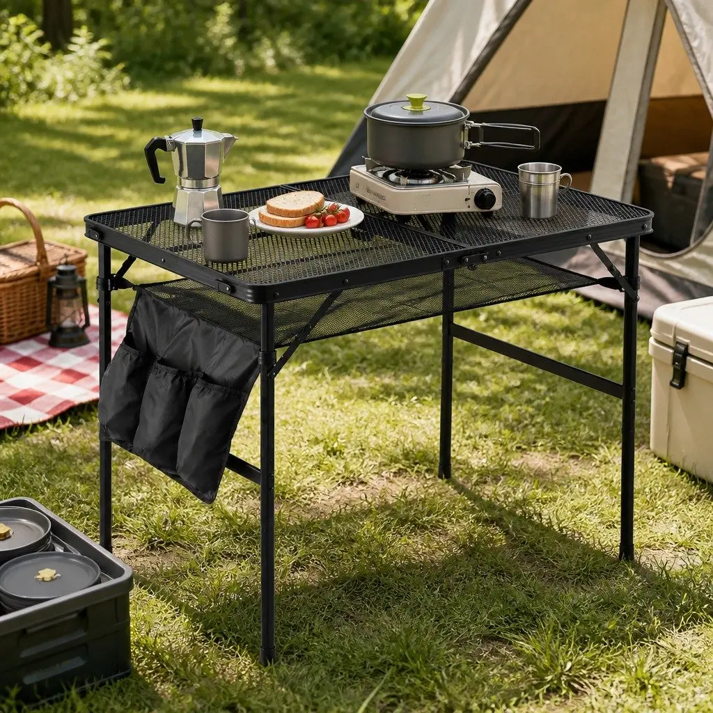 Portable Camping BBQ Table Foldable Lightweight Outdoor Grill Work Station