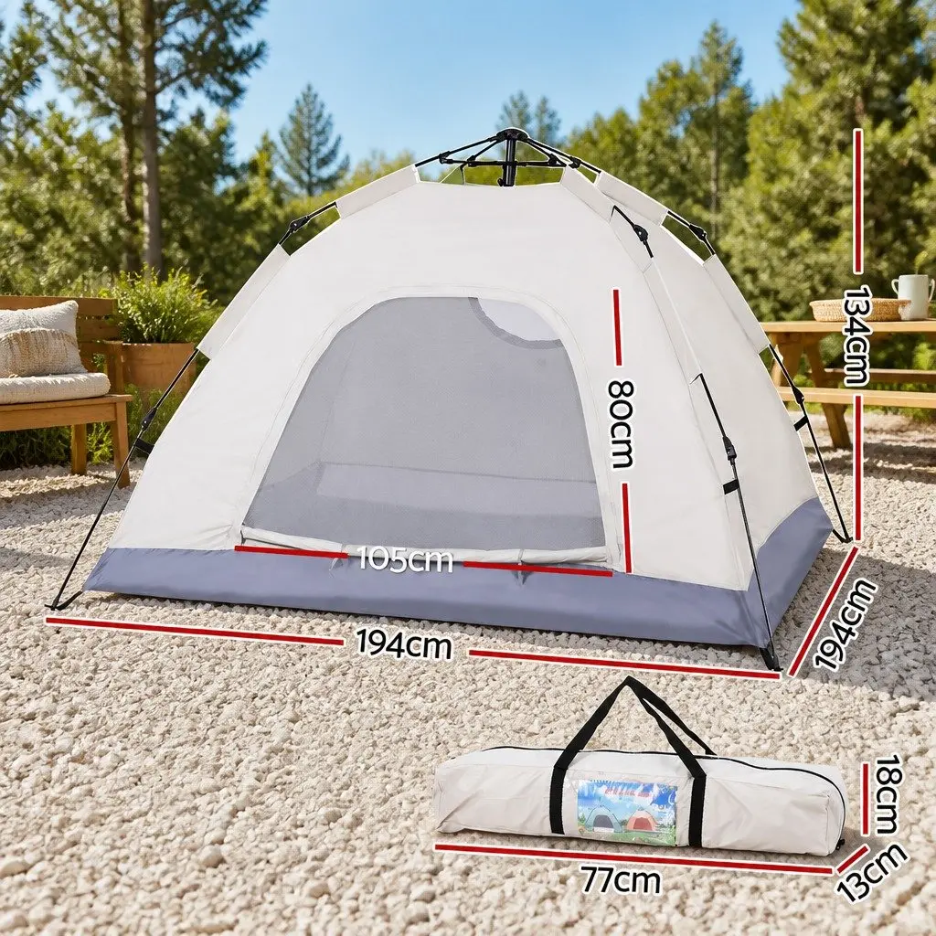Camping Tent Pop Up Instant Auto Setup 2 Person Beige