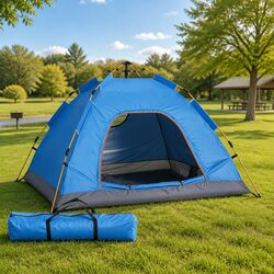 2 Person Pop Up Camping Tent Auto Instant Tent Blue Outdoor Hiking Festival