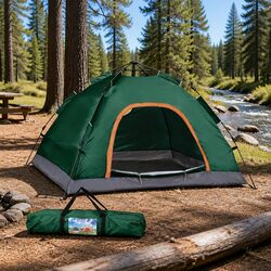 Camping Tent 2–3 Person Auto Pop Up Instant Setup Outdoor Hiking Green