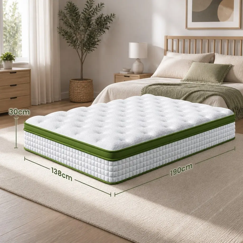 Double Mattress Gel Memory Foam Pocket Spring 30cm Medium Firm White