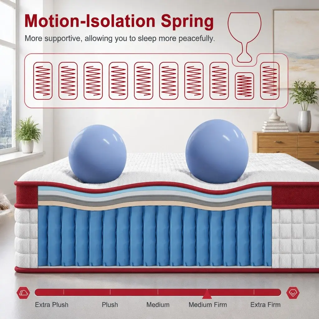 Double Mattress Gel Memory Foam Pocket Spring 30cm Medium Firm White