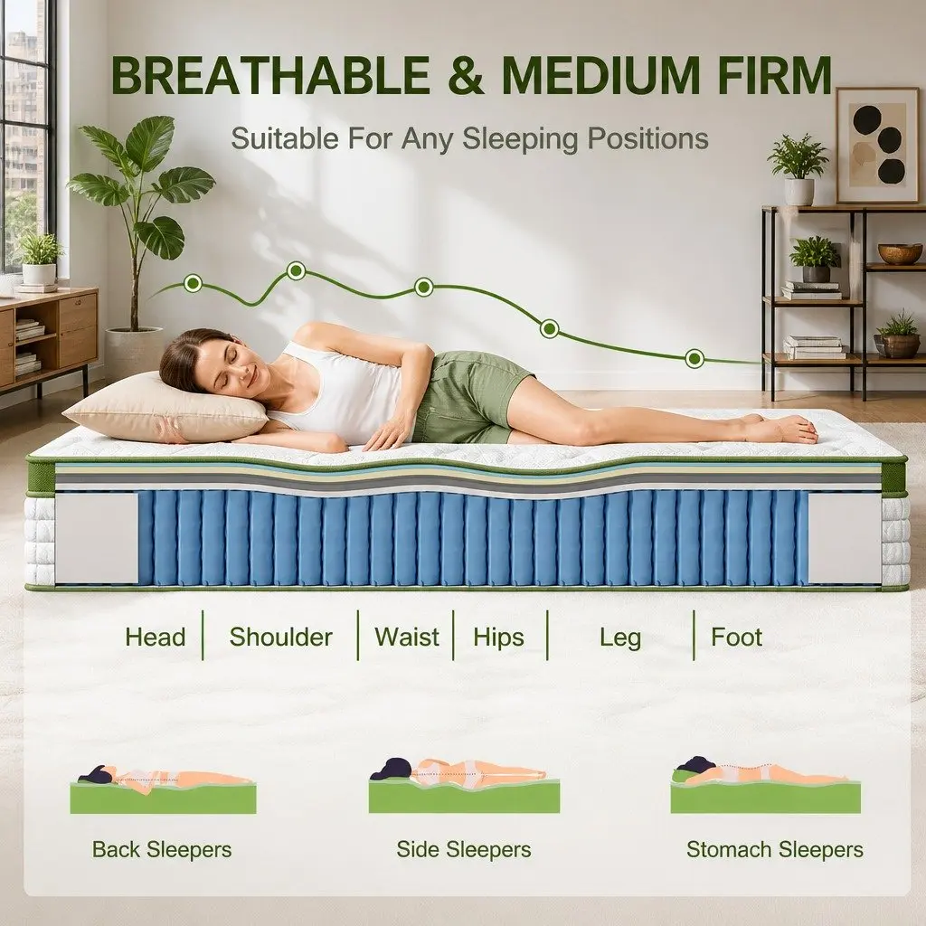 Single Mattress 30cm Gel Memory Foam Hybrid Pocket Spring Medium Firm Cooling