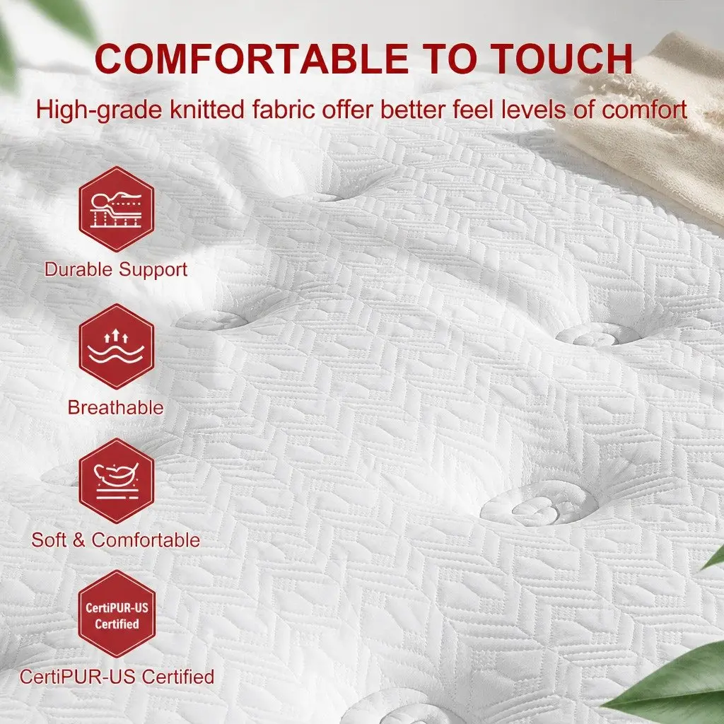 Single Mattress 30cm Gel Memory Foam Hybrid Pocket Spring Medium Firm Cooling