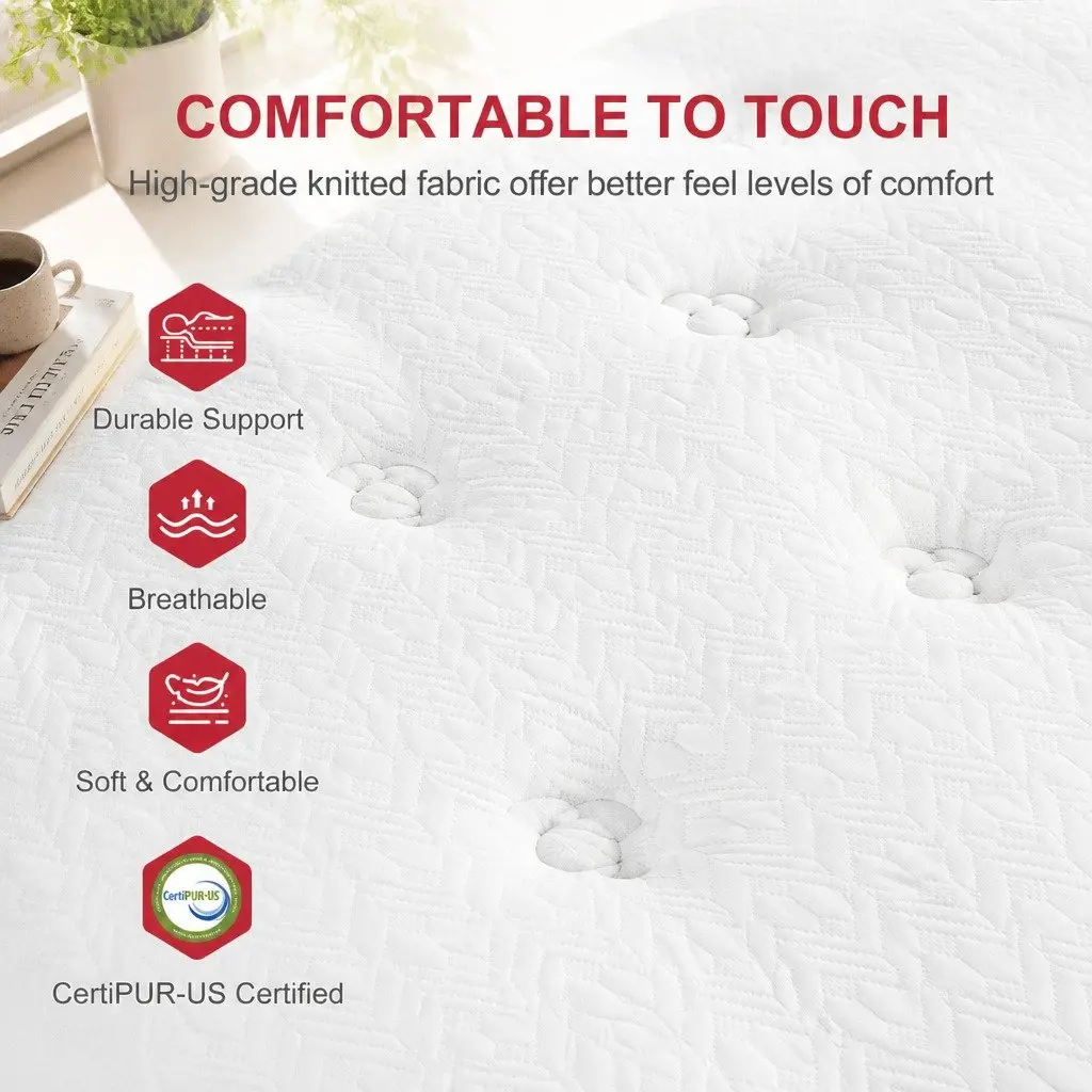 Queen Latex Hybrid Mattress Medium Firm 34cm 5 Zone Pocket Spring White
