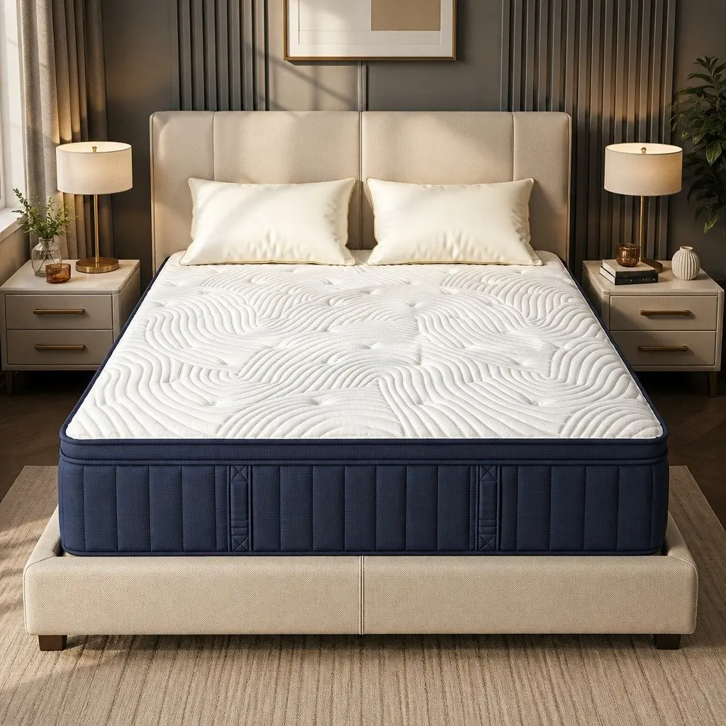 Queen Mattress 34cm Medium Firm Pocket Spring Hybrid Cooling Mattress Boxed