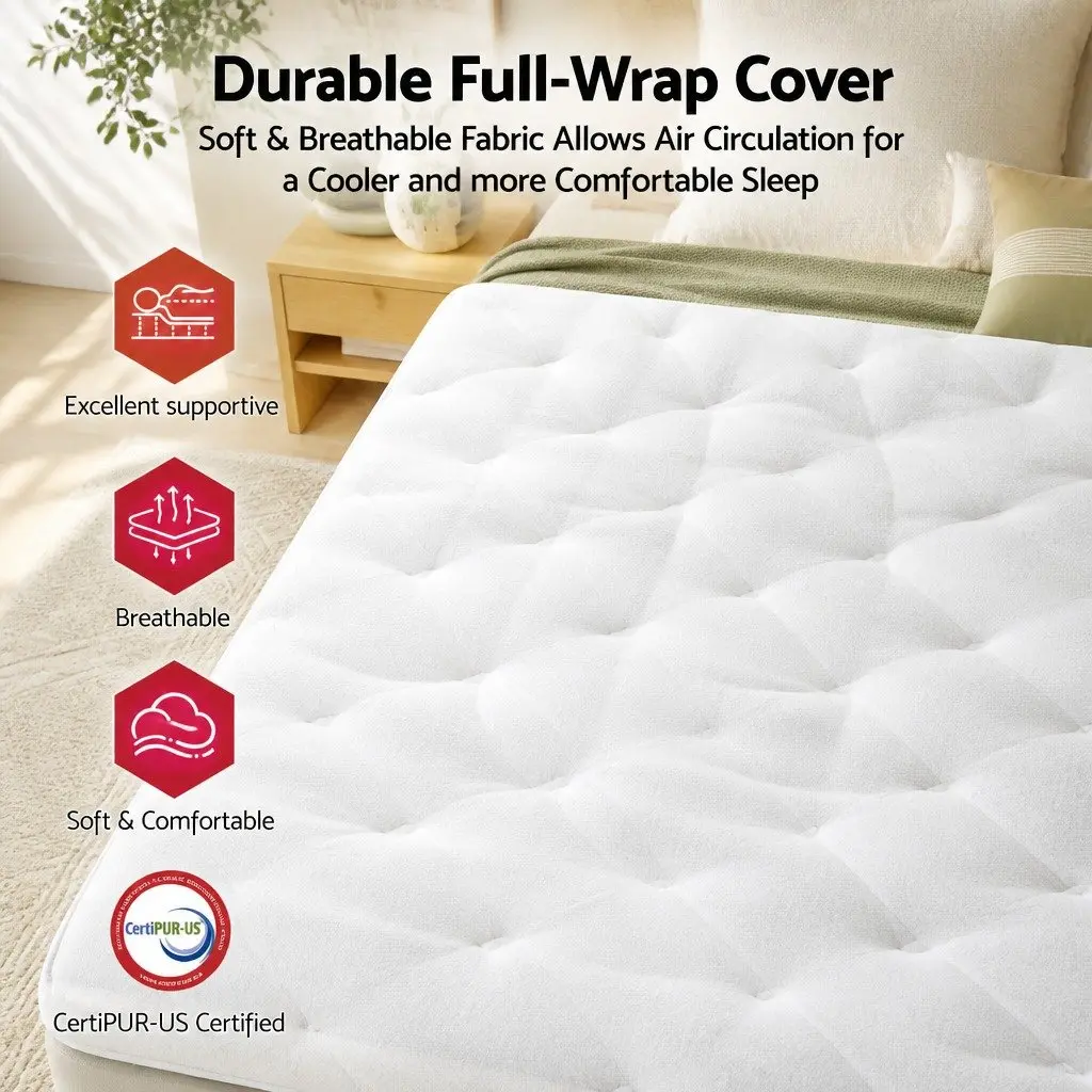 Single Mattress Medium Firm 30cm Pocket Spring Latex Lumbar Support