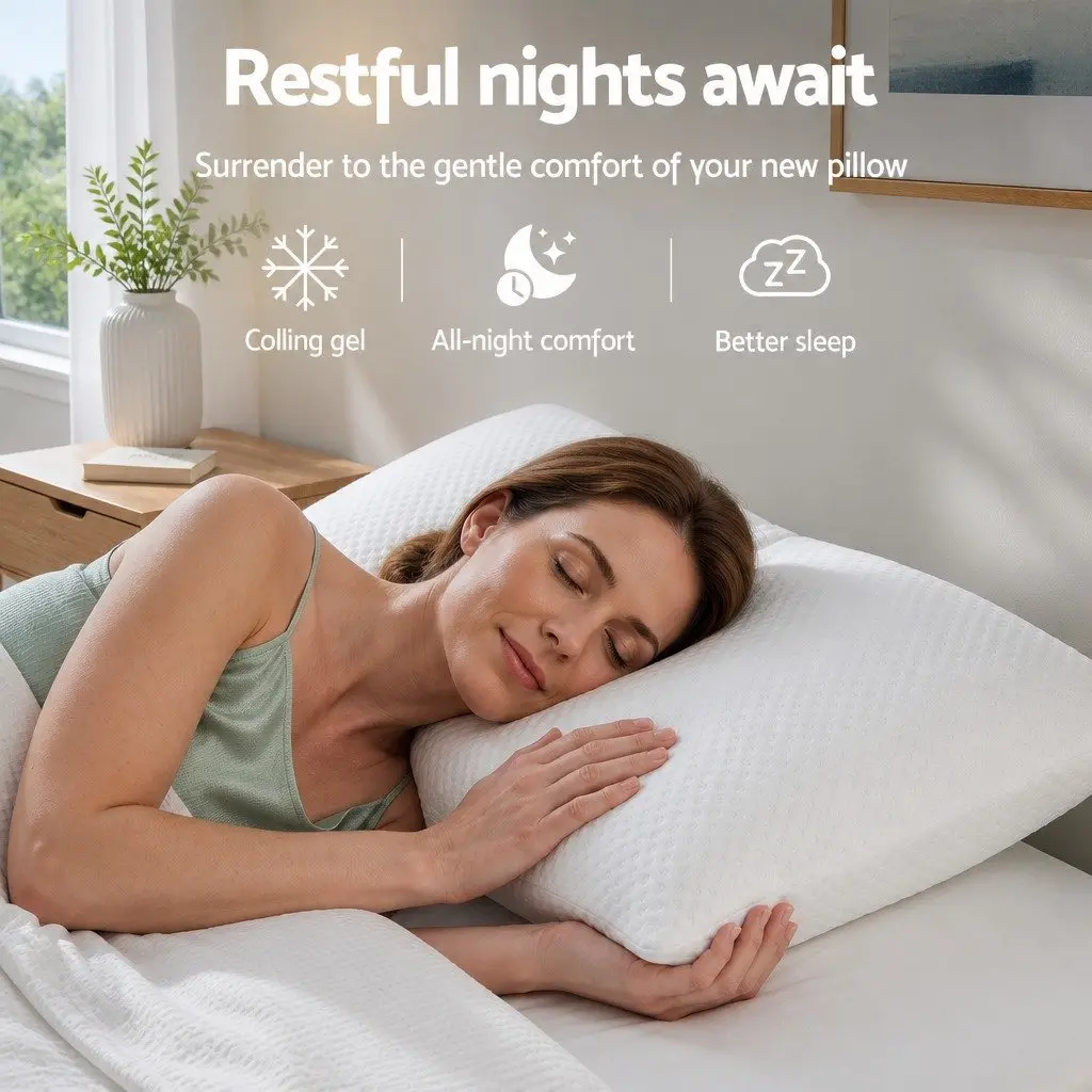Cooling Memory Foam Pillow Adjustable Shredded Gel Side Sleeper Neck Support