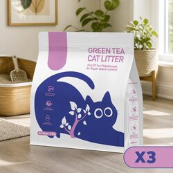Cat Litter Clumping Green Tea 7.5kg 3 Pack Dust Free Natural Flushable Easy