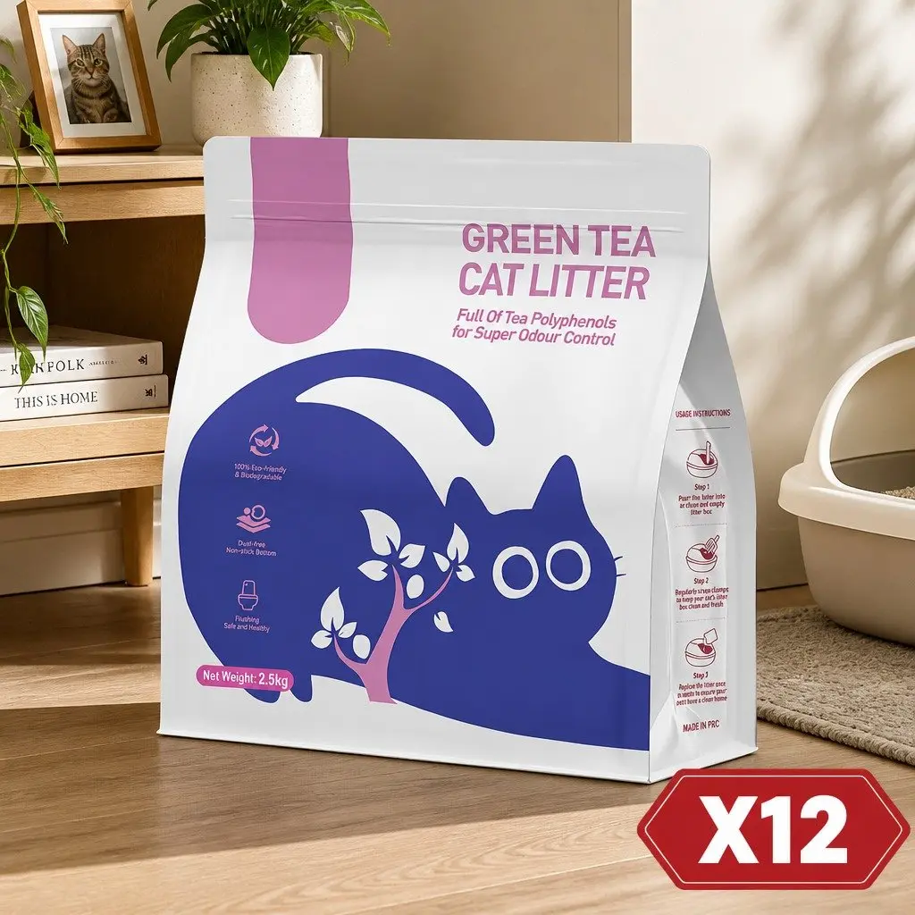 Cat Litter Clumping Natural Flushable Dust Free 30kg Green Tea