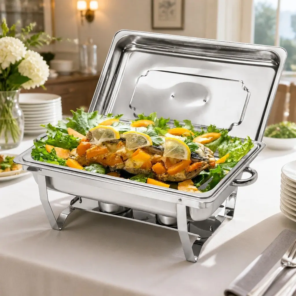 9L Chafing Dish Set Stainless Steel Food Warmer Bain Marie for Catering and Buffets