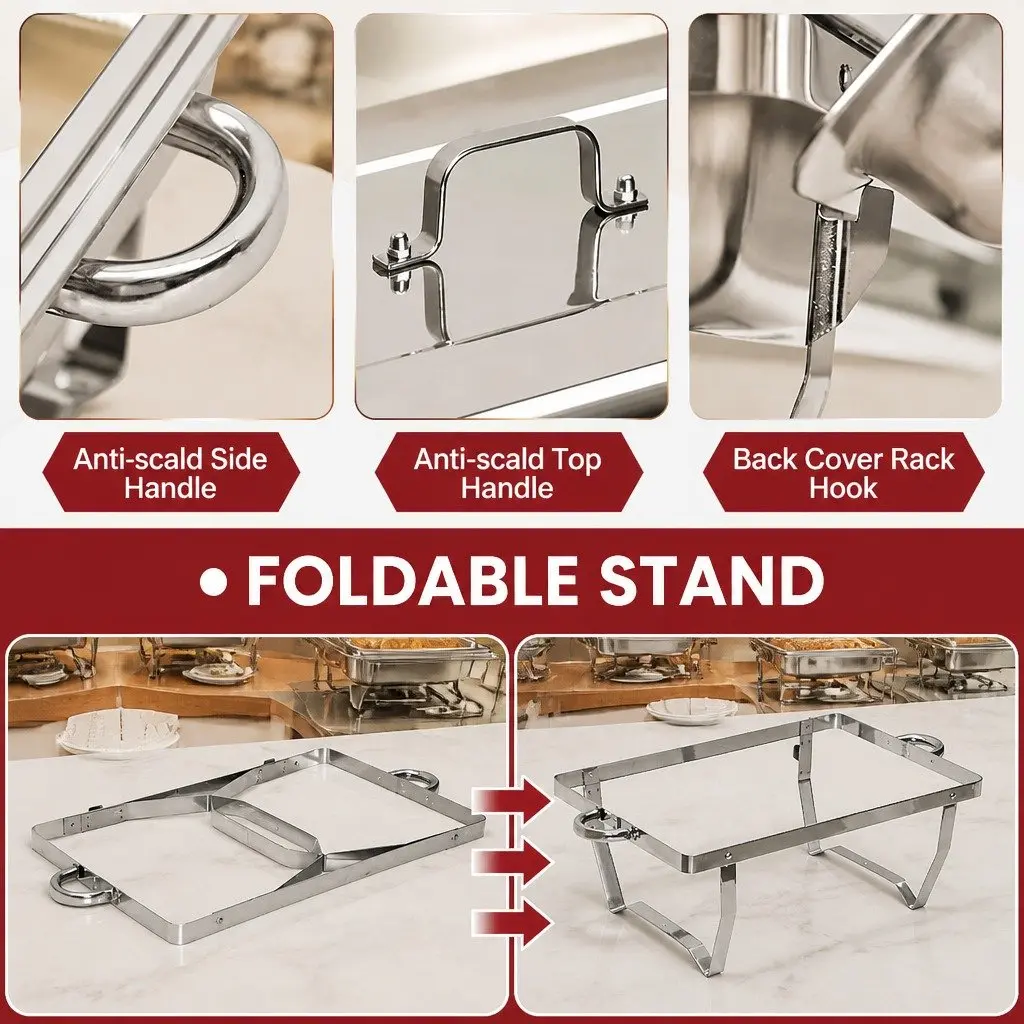 Chafing Dish Set Stainless Steel 9L Bain Marie Food Warmer for Buffet Catering and Home Use