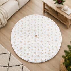 Christmas Tree Skirt 120cm Snowflake Sequin Ornaments Holiday Decorations Gold