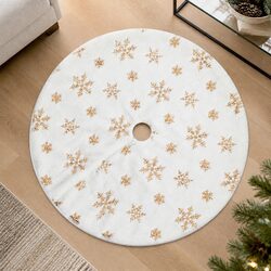 Christmas Tree Skirt 90cm Sequin Snowflake Decoration Xmas Holiday Home Decor