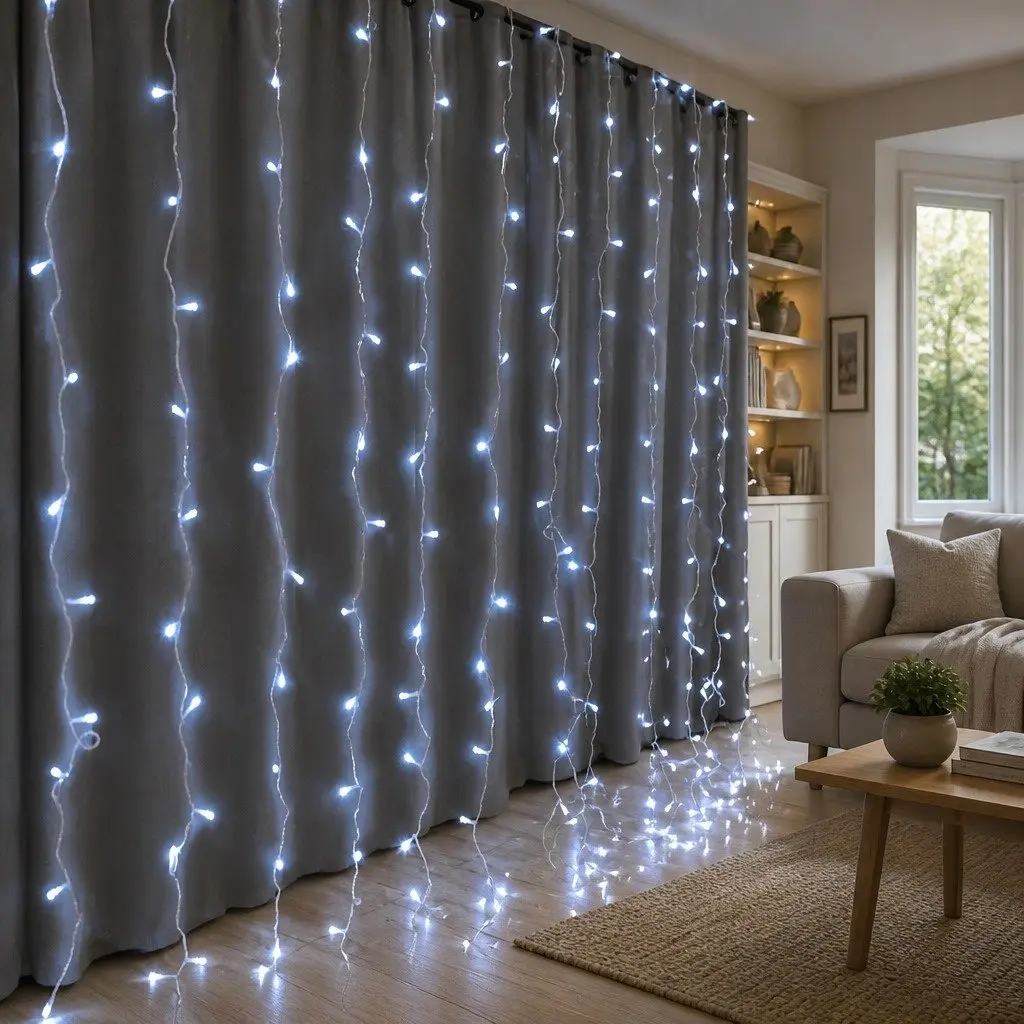 Curtain Lights 600 LED Cool White 6x3M Outdoor Christmas Wedding Party