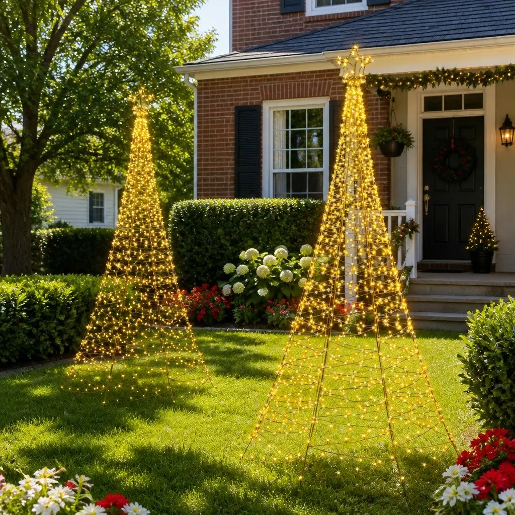 Solar Christmas Tree 2.1m 320 LED Warm White Lights Indoor Outdoor Decoration