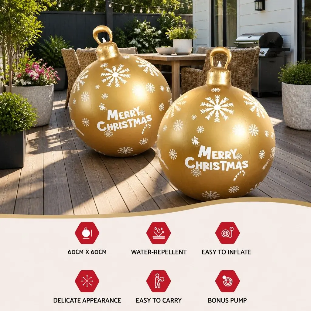 Christmas Inflatable Bauble 60cm Water-Repellent UV-Resistant Indoor Outdoor Decoration