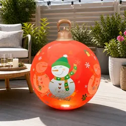 Christmas Inflatable Ball 60cm LED Light Outdoor Festive Decoration Red Baubles