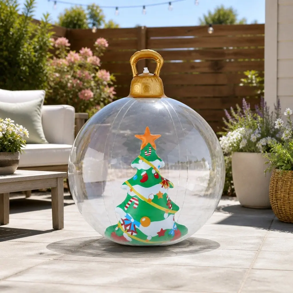 Christmas Inflatable Ball 60cm Transparent Giant Bauble Outdoor Tree Decoration