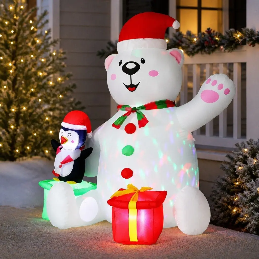 Christmas Inflatable Bear 1.8M LED Outdoor Indoor Decorations Multicolour Lights