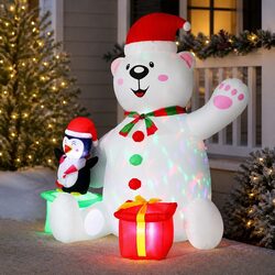 Christmas Inflatable Bear 1.8M LED Outdoor Indoor Decorations Multicolour Lights
