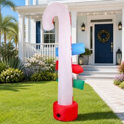 Christmas Inflatable Candy Pole 2.4M LED Illuminated Outdoor Indoor Festive