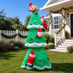 Christmas Inflatable Santa Tree 5M Illuminated Multicoloured Indoor Outdoor