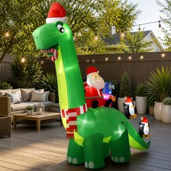 Christmas Inflatable Santa Dinosaur 3.8M LED Illuminated Indoor Outdoor