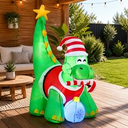 Christmas Inflatable Dinosaur 1.86M LED Illuminated Outdoor Indoor Decorations