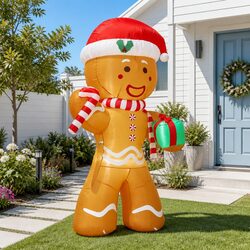 Christmas Inflatable Gingerbread Man 2.4M LED Illuminated Outdoor Indoor