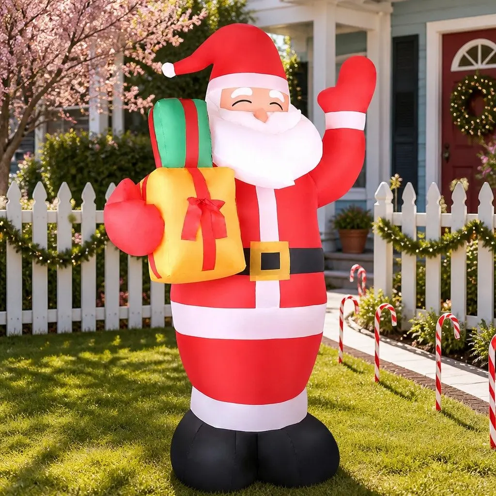 Christmas Inflatable Santa 2.4M Illuminated Decoration with LED Lights Multicoloured