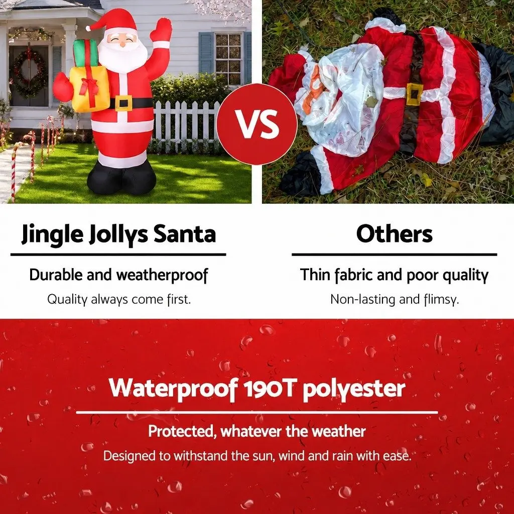 Christmas Inflatable Santa 2.4M Illuminated Decoration with LED Lights Multicoloured
