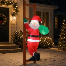 Christmas Inflatable Santa Climbing Ladder 2.45M LED Illuminated Outdoor Indoor