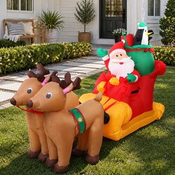 Christmas Inflatable Santa Sleigh 2.2M LED Illuminated Outdoor Indoor Decoration