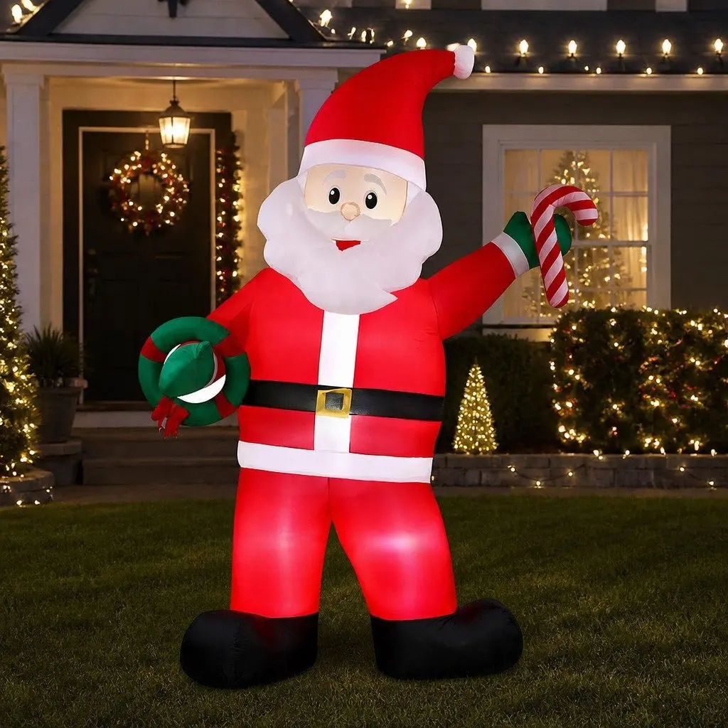 Christmas Inflatable Santa Decorations 3.8M Height LED Illuminated Outdoor